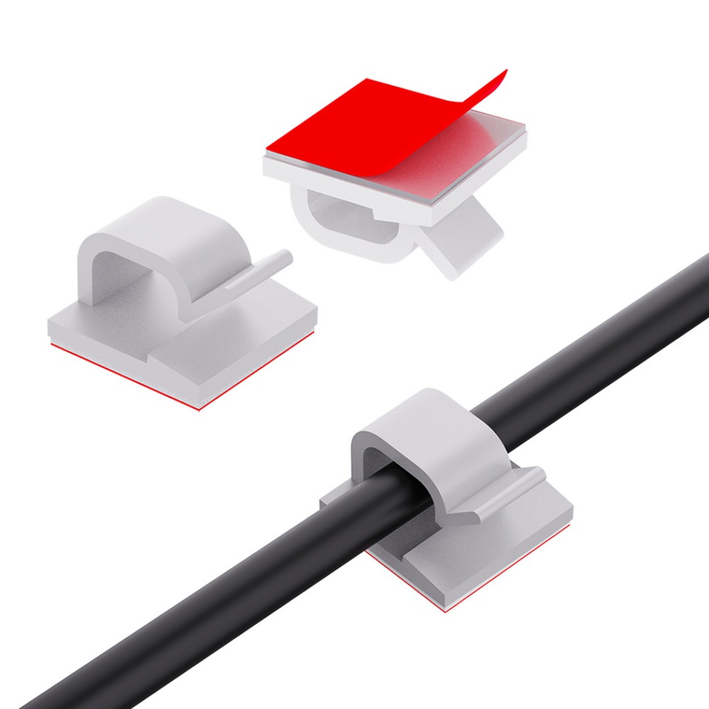 Cable Management Sleeve - R Shape Transparent Plastic Cable Clip