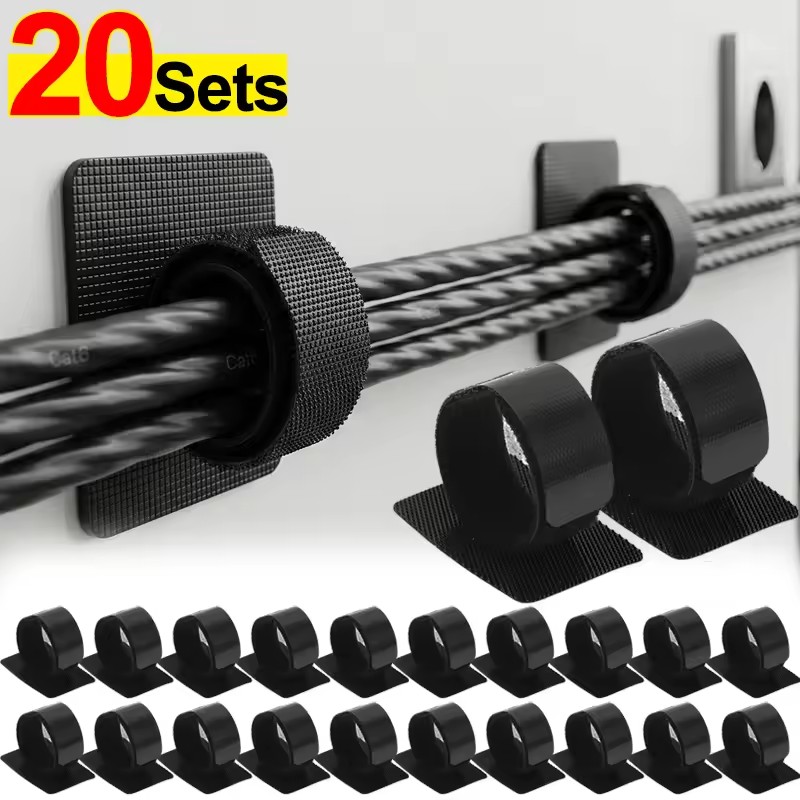 Cable Management Sleeve - Adhesive Under Desk Cable Ties Wire