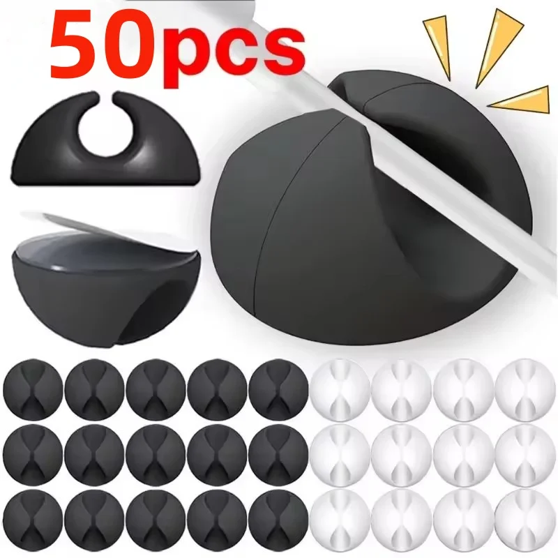 Cable Management Sleeve - 5/50Pcs Desktop Wall Cable Clips Wire